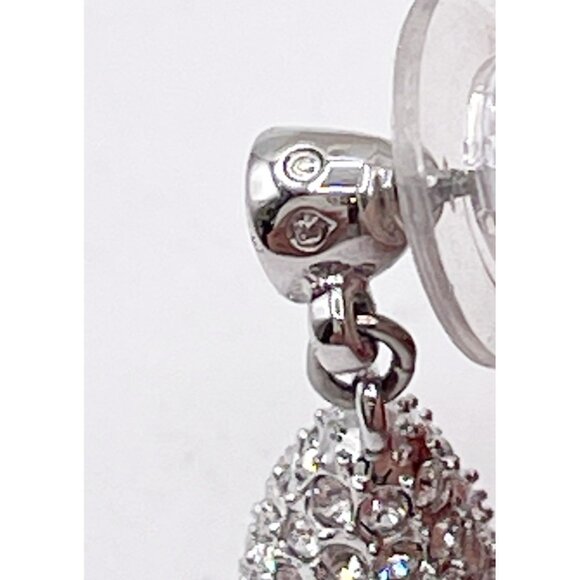 Swarovski Crystal Teardrop Earrings Rhodium Pavé Drop Dangle Stud Sparkle - Picture 4 of 5